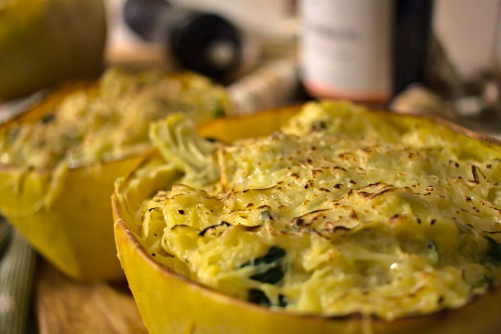 Spinach artichoke spaghetti squash